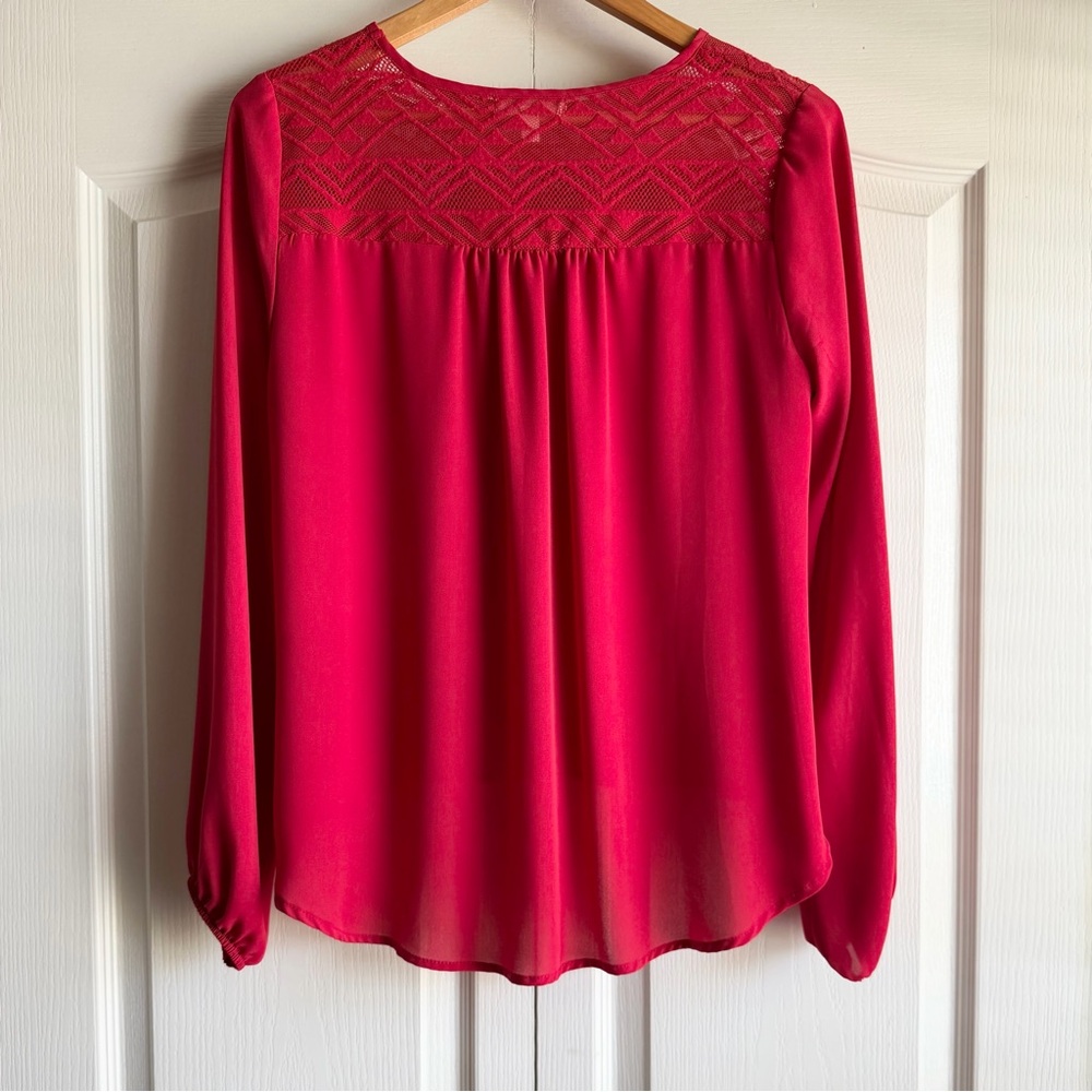 Meraki Lace Long Sleeve Satin Blouse - Picture 6 of 7